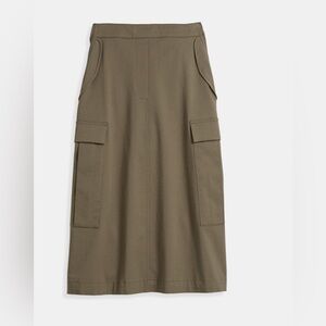 Theory Olive Green Stretch Chino Midi Skirt L
